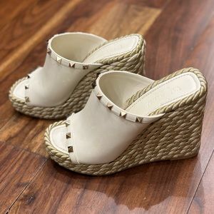 Valentino Rockstud Torchon Wedge Espadrille